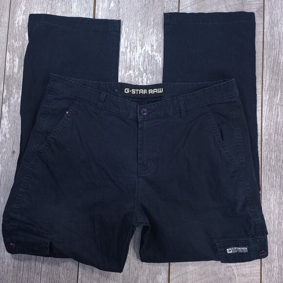 G-Star Raw Pants Mens 34x29 Blue Canvas Cargo Cotton Straight Leg - Picture 4 of 7